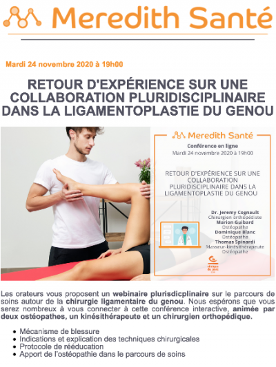 RETOUR D'EXPÉRIENCE SUR UNE COLLABORATION PLURIDISCIPLINAIRE: LIGAMENTO DU LCA